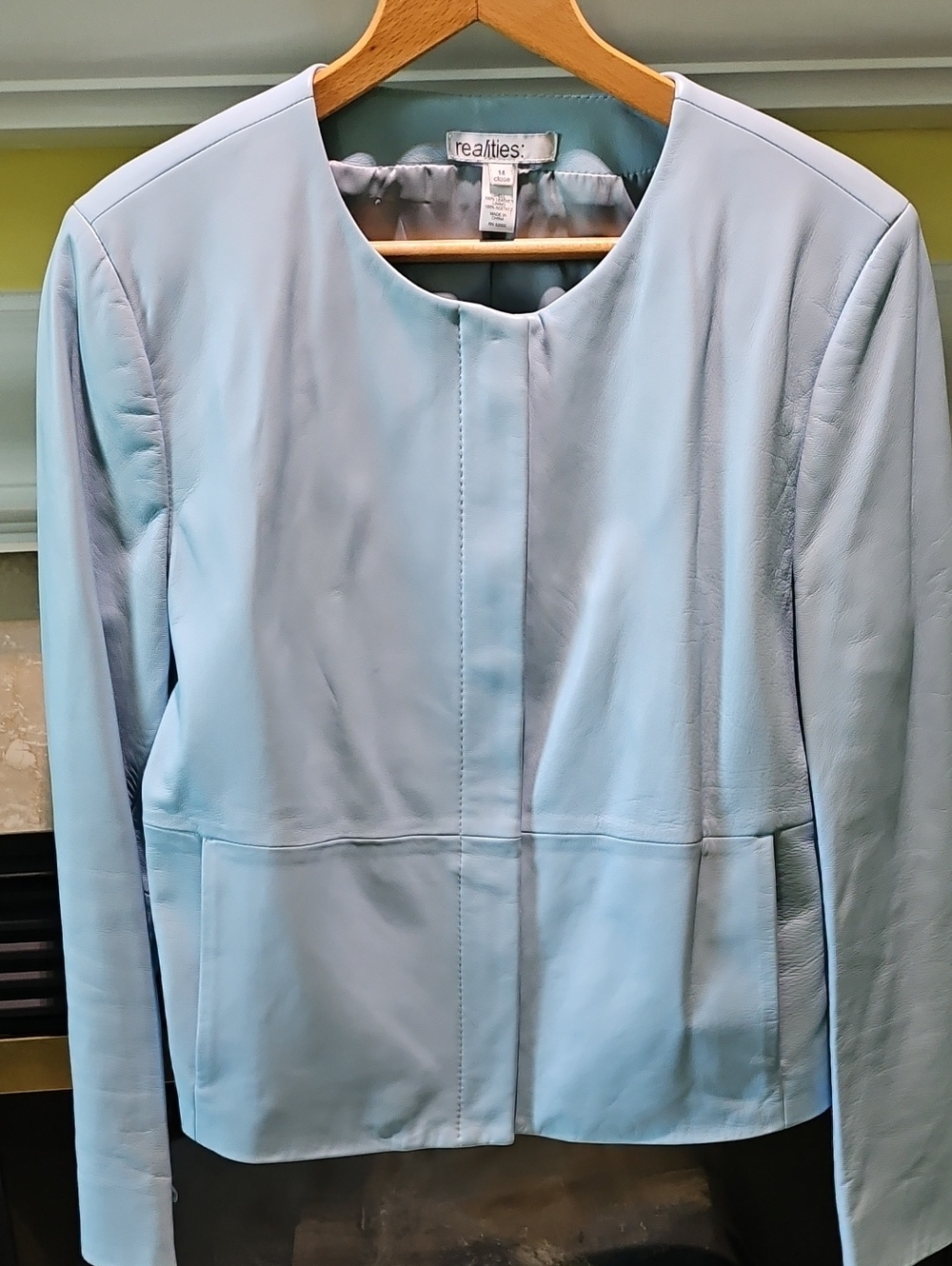 Realities By Liz Claiborne Butter Baby Blue Leather Jacket